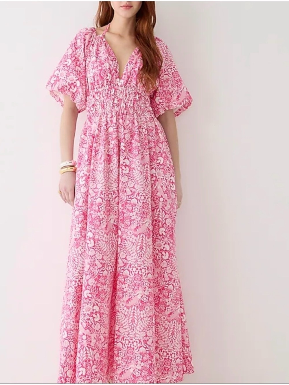 J. Crew collection Pink Floral Smocked Maxi Dress Sz 3X